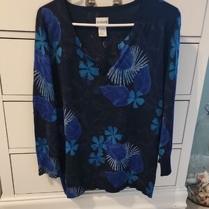 Chico's Blue Floral Blouse